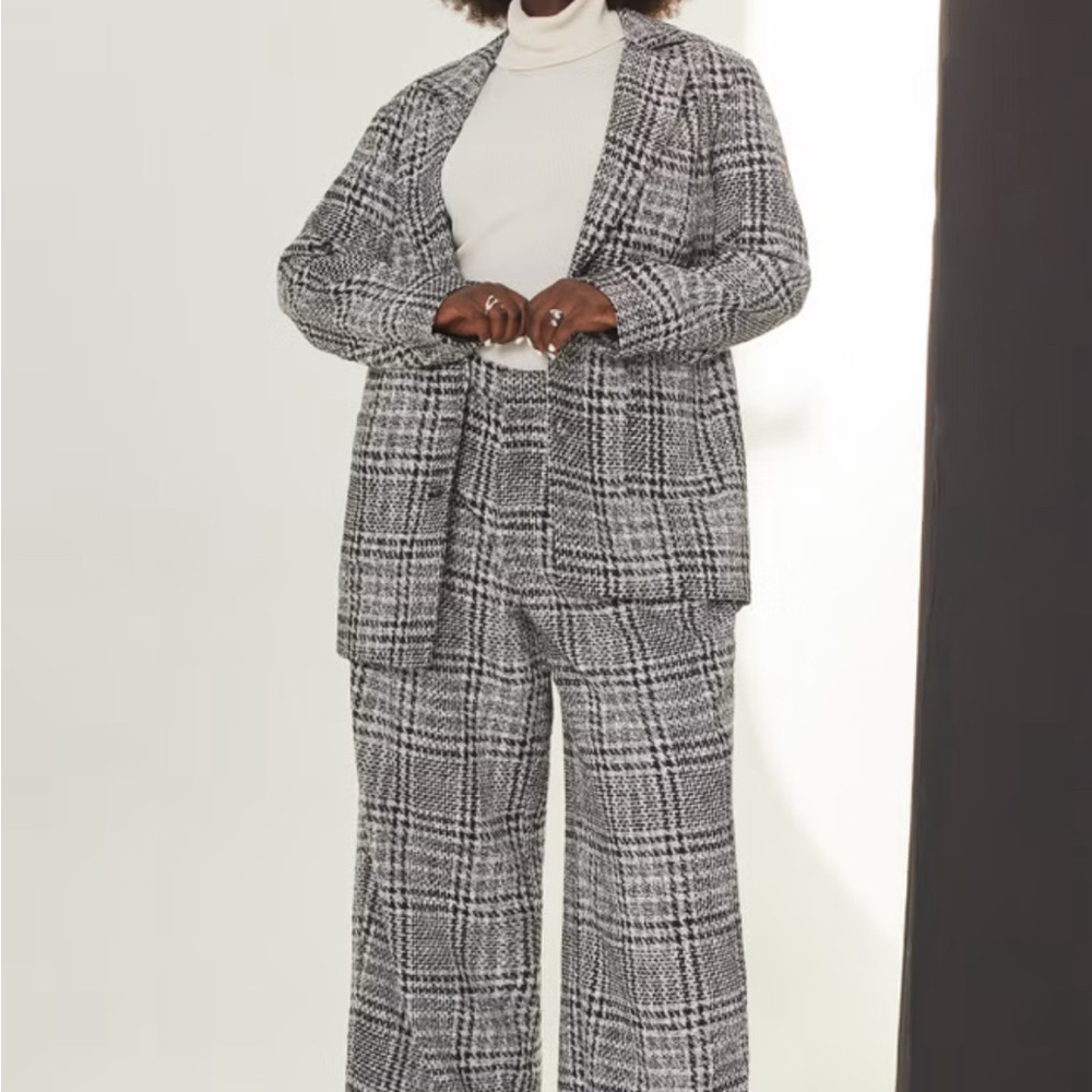 Eloquii Black and White Plaid Trousers